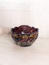 Vintage Large Purple Carnival Glass Bowl with Sawtooth Edge