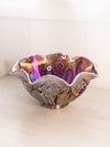 Vintage Large Purple Iridescent Opalescent Glass Ruffled Quintec Bowl