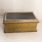 Vintage Large Rectangular Brass and Wood Hinged Lidded Box