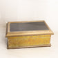 Vintage Large Rectangular Brass and Wood Hinged Lidded Box