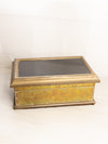 Vintage Large Rectangular Brass and Wood Hinged Lidded Box
