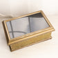 Vintage Large Rectangular Brass and Wood Hinged Lidded Box