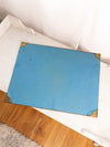 Vintage Large Rectangular Desk Mat with Brass Floral Corners