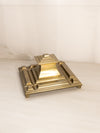Vintage Large Square Brass Inkwell with Insert