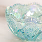 Vintage LE Smith Large Teal Green Iridescent Glass Bowl