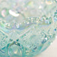 Vintage LE Smith Large Teal Green Iridescent Glass Bowl