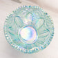 Vintage LE Smith Large Teal Green Iridescent Glass Bowl