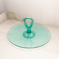 Vintage Large Teal Green Uranium Glass Sandwich Tidbit Tray (Glows)