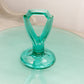 Vintage Large Teal Green Uranium Glass Sandwich Tidbit Tray (Glows)