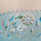 Vintage Large Westmoreland Glass Roselin Blue Glass Bowl with Floral Designs