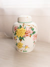 Vintage Large White Floral Ceramic Lidded Ginger Jar