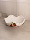Vintage Westmoreland Large White Milk Glass Bowl with Poinsettia Floral Decals