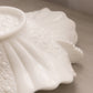 Vintage Large White Milk Glass Paneled Daisy & Button Dish w/ Handles