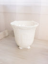 Vintage Large White Milk Glass Vase or Planter with Fancy Designs