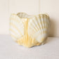 Vintage Large White & Yellow Ceramic Pottery Shell Planter