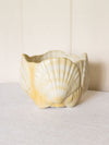 Vintage Large White & Yellow Ceramic Pottery Shell Planter