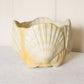 Vintage Large White & Yellow Ceramic Pottery Shell Planter