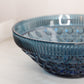 Vintage Large Windor Cane Pattern Dark Blue Glass Bowl