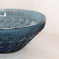 Vintage Large Windor Cane Pattern Dark Blue Glass Bowl