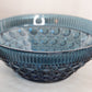 Vintage Large Windor Cane Pattern Dark Blue Glass Bowl