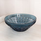 Vintage Large Windor Cane Pattern Dark Blue Glass Bowl