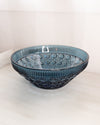 Vintage Large Windor Cane Pattern Dark Blue Glass Bowl