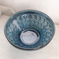 Vintage Large Windor Cane Pattern Dark Blue Glass Bowl