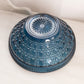 Vintage Large Windor Cane Pattern Dark Blue Glass Bowl