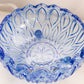 Vintage Lausitzer Glaswerke Large Blue Glass 3-Toed Bowl