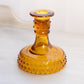 Vintage LE Smith Amber Glass Hobnail Candlestick