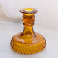 Vintage LE Smith Amber Glass Hobnail Candlestick