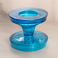 Vintage LE Smith Blue Glass 2-Piece Candle Master Candleholder