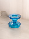 Vintage LE Smith Blue Glass 2-Piece Candle Master Candleholder