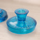 Vintage LE Smith Blue Glass 2-Piece Candle Master Candleholder