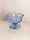 Vintage LE Smith Blue Glass Sawtooth Edge Compote