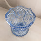 Vintage LE Smith Blue Glass Sawtooth Edge Compote