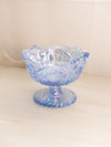 Vintage LE Smith Blue Iridescent Glass Sawtooth Edge Compote