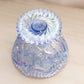 Vintage LE Smith Blue Iridescent Glass Sawtooth Edge Compote