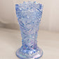 Vintage LE Smith Blue Iridescent Vase with Sawtooth Edge