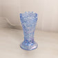 Vintage LE Smith Blue Iridescent Vase with Sawtooth Edge