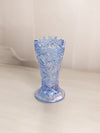 Vintage LE Smith Blue Iridescent Vase with Sawtooth Edge