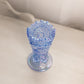 Vintage LE Smith Blue Iridescent Vase with Sawtooth Edge