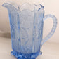 Vintage Medium LE Smith Blue Glass Thistle Pitcher
