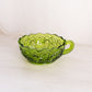 Vintage LE Smith Circular Green Glass Nappy Bowl with Sawtooth Edge