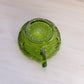 Vintage LE Smith Circular Green Glass Nappy Bowl with Sawtooth Edge