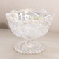 Vintage LE Smith Clear Iridescent Glass Sawtooth Edge Compote