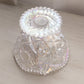Vintage LE Smith Clear Iridescent Glass Sawtooth Edge Compote