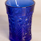 Vintage LE Smith Cobalt Glass Dogwood Floral Cup (Set of 2)