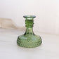 Vintage LE Smith Dark Green Glass Hobnail Candlestick