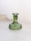 Vintage LE Smith Dark Green Glass Hobnail Candlestick